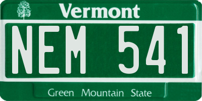 VT license plate NEM541