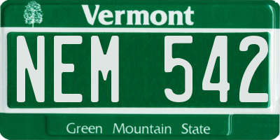 VT license plate NEM542