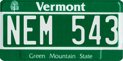 VT license plate NEM543