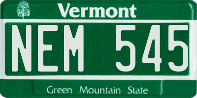 VT license plate NEM545