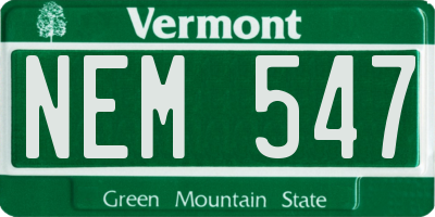 VT license plate NEM547