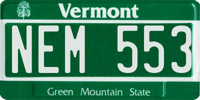 VT license plate NEM553
