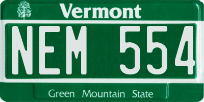 VT license plate NEM554