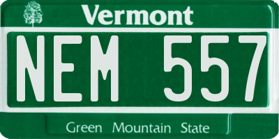 VT license plate NEM557