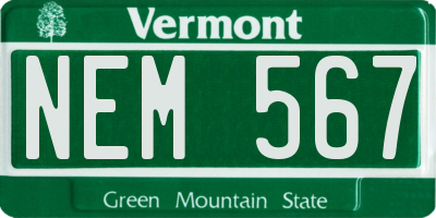 VT license plate NEM567