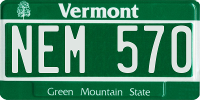 VT license plate NEM570