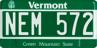 VT license plate NEM572
