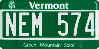 VT license plate NEM574