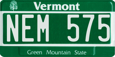 VT license plate NEM575