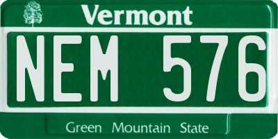 VT license plate NEM576