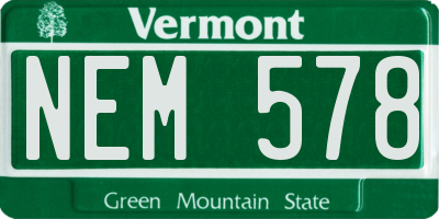 VT license plate NEM578