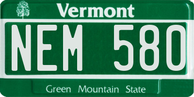 VT license plate NEM580