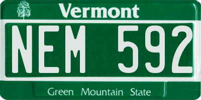 VT license plate NEM592