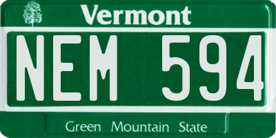 VT license plate NEM594