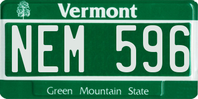 VT license plate NEM596