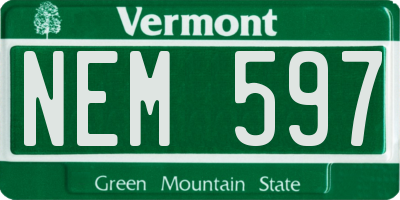 VT license plate NEM597