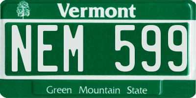 VT license plate NEM599