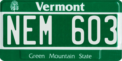 VT license plate NEM603