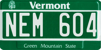 VT license plate NEM604