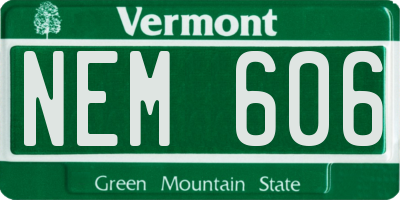 VT license plate NEM606