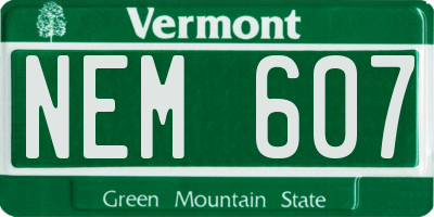 VT license plate NEM607