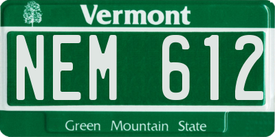 VT license plate NEM612