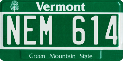 VT license plate NEM614