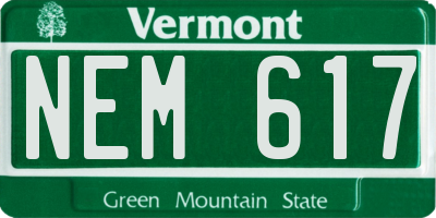 VT license plate NEM617