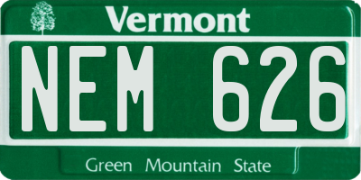 VT license plate NEM626