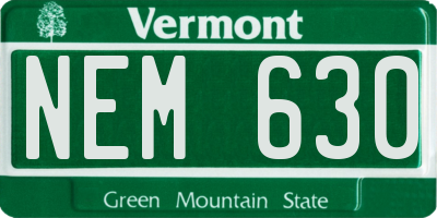 VT license plate NEM630