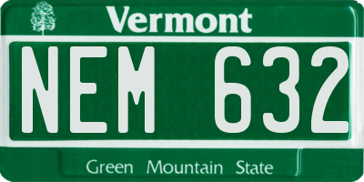 VT license plate NEM632