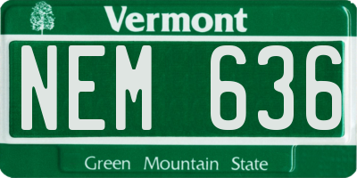 VT license plate NEM636