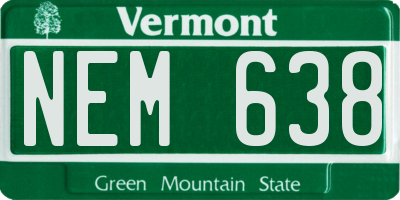 VT license plate NEM638