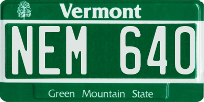 VT license plate NEM640