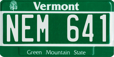VT license plate NEM641