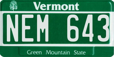 VT license plate NEM643