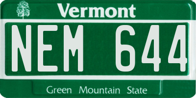 VT license plate NEM644