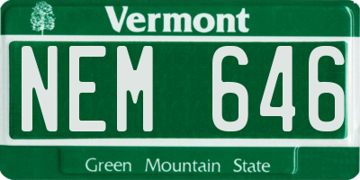 VT license plate NEM646