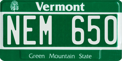 VT license plate NEM650