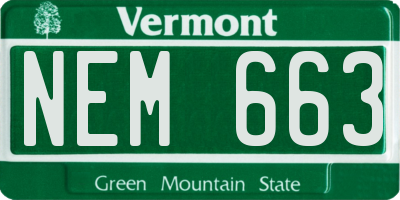 VT license plate NEM663
