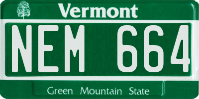 VT license plate NEM664