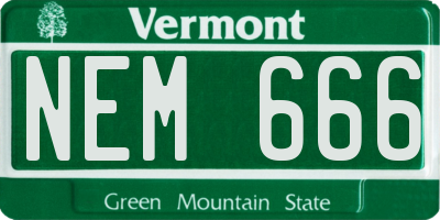 VT license plate NEM666