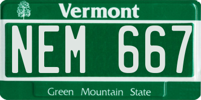 VT license plate NEM667