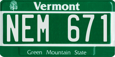 VT license plate NEM671
