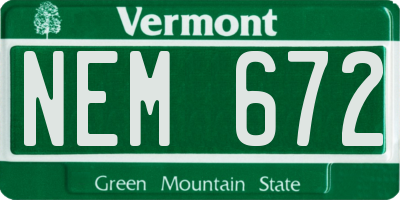 VT license plate NEM672