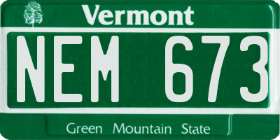 VT license plate NEM673