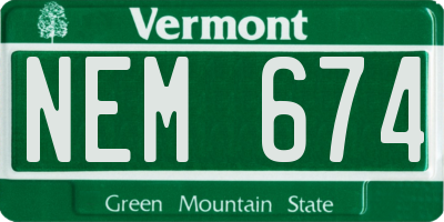 VT license plate NEM674