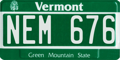 VT license plate NEM676