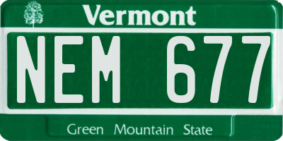 VT license plate NEM677