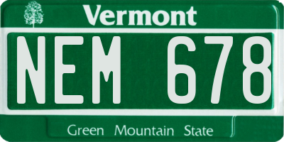 VT license plate NEM678